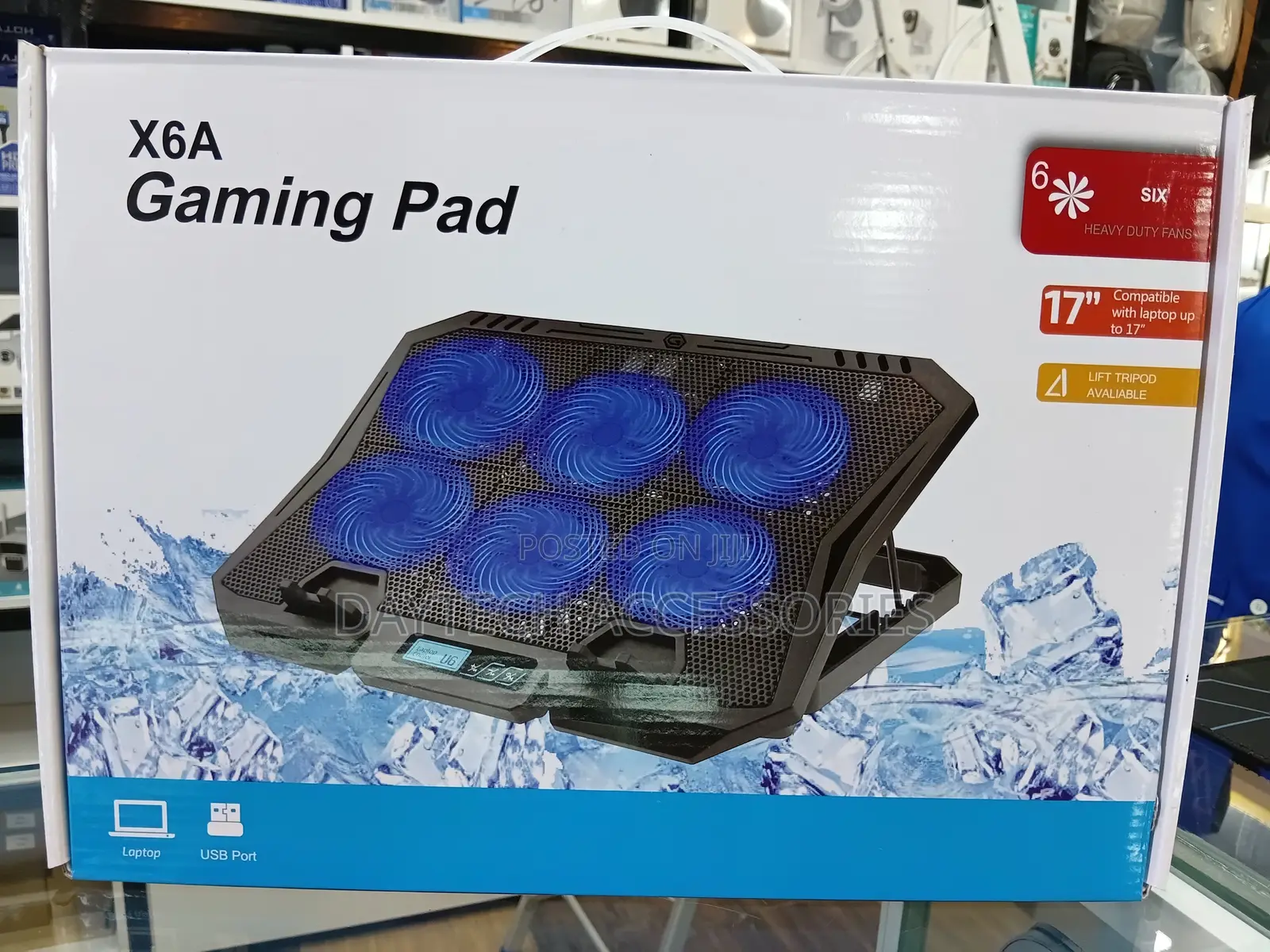 Laptop Cooler X6a With Display 6 Fans Blue Light.