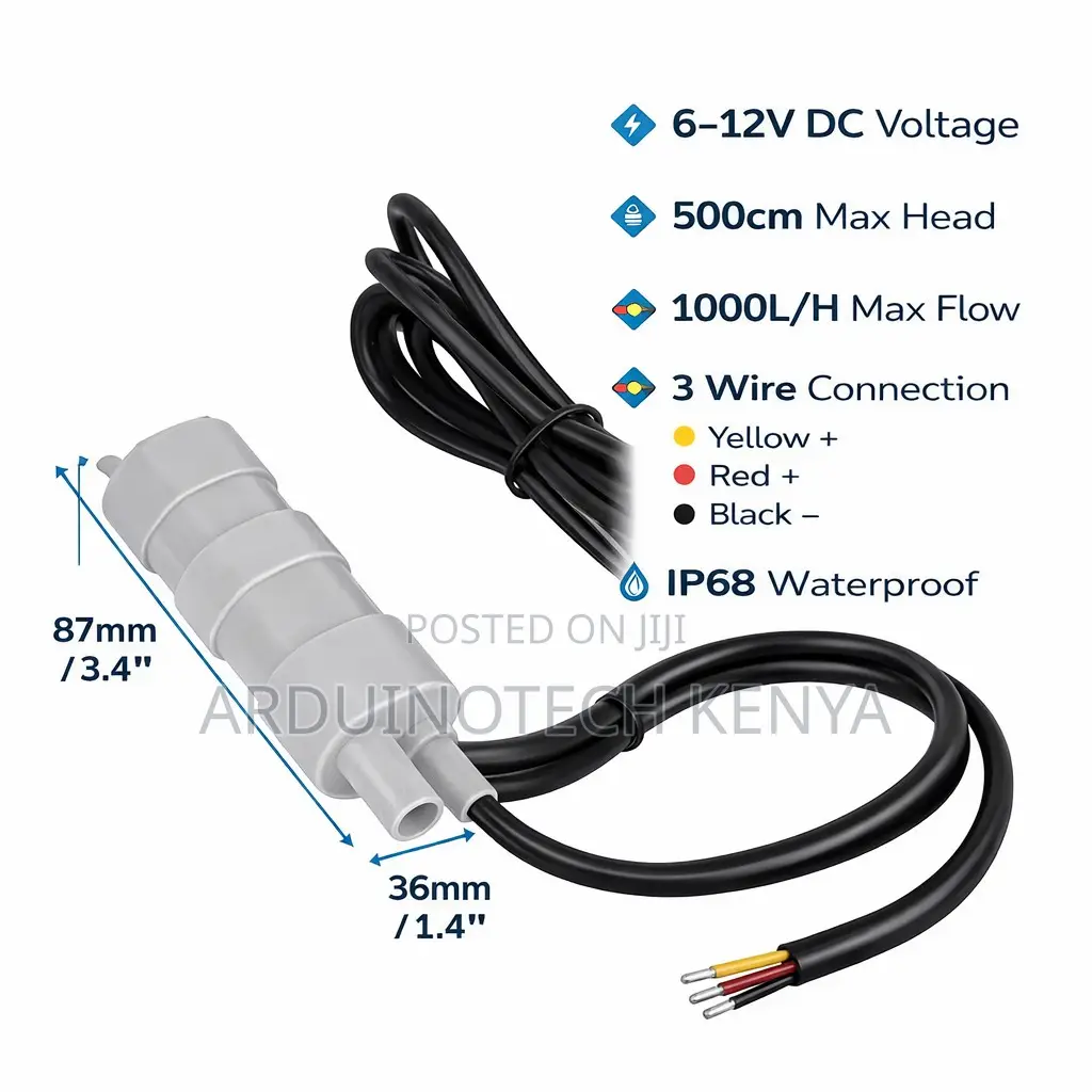 12v Dc Submersible Water Pump 1000l/H High Flow.
