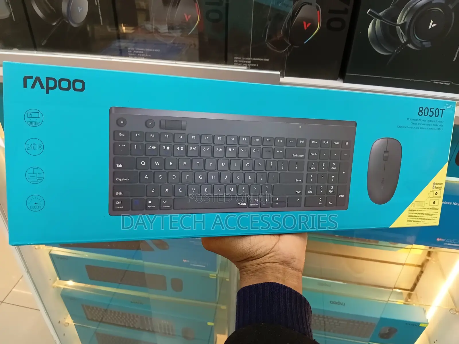 Rapoo 8050t Wireless Keyboard Mouse Set - Black