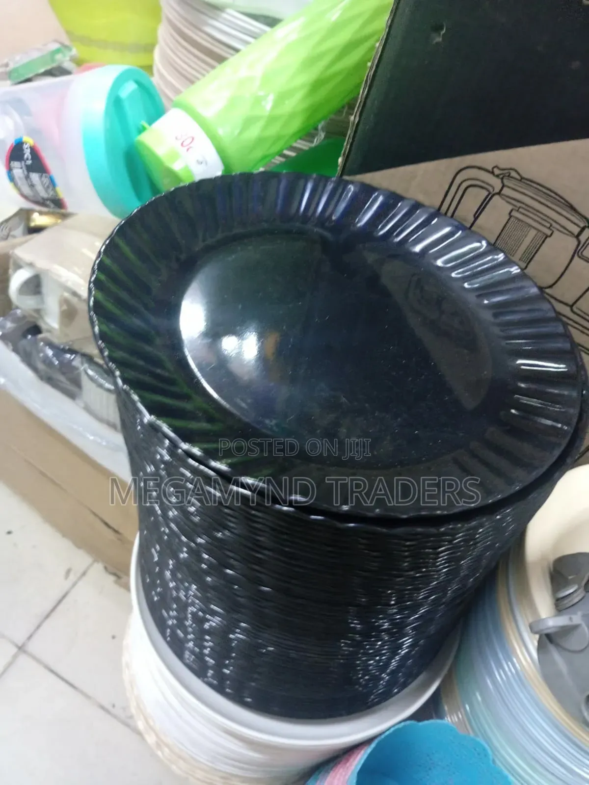 12pc Melamine Dinner Plates / Black Melamine Dinner Plates