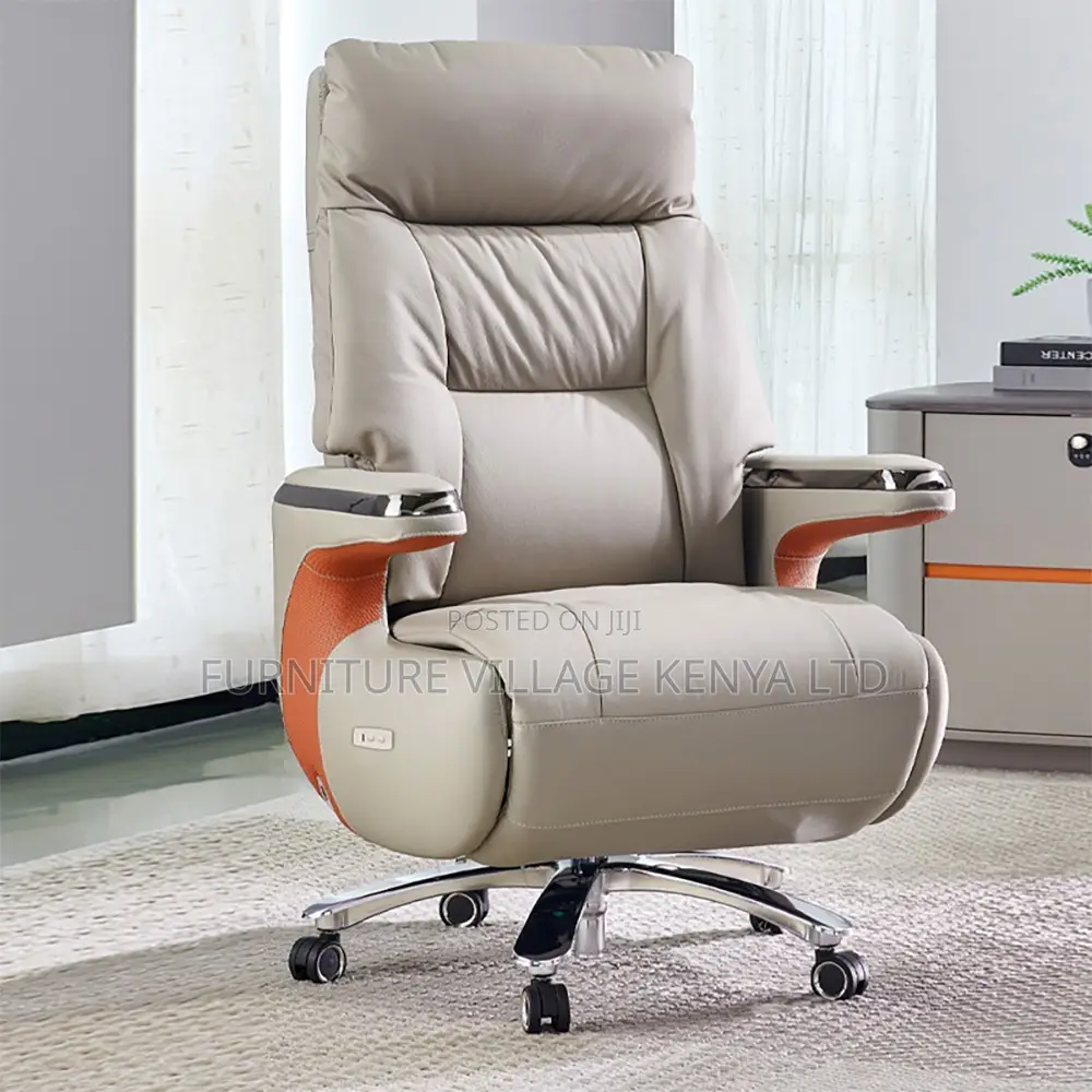 Imported Leather Upholstered Director's Desk Seat