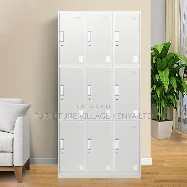 9-Door's White Metallic Gym Locker Cabinet