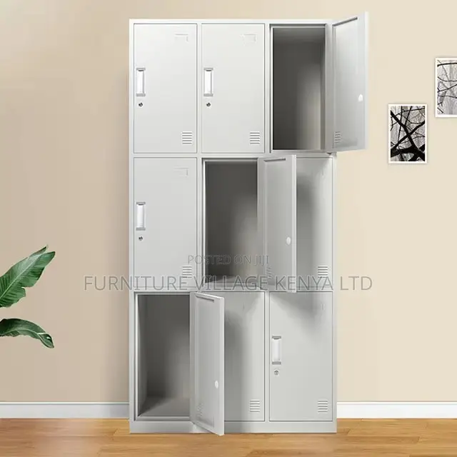 9-Door's White Metallic Gym Locker Cabinet