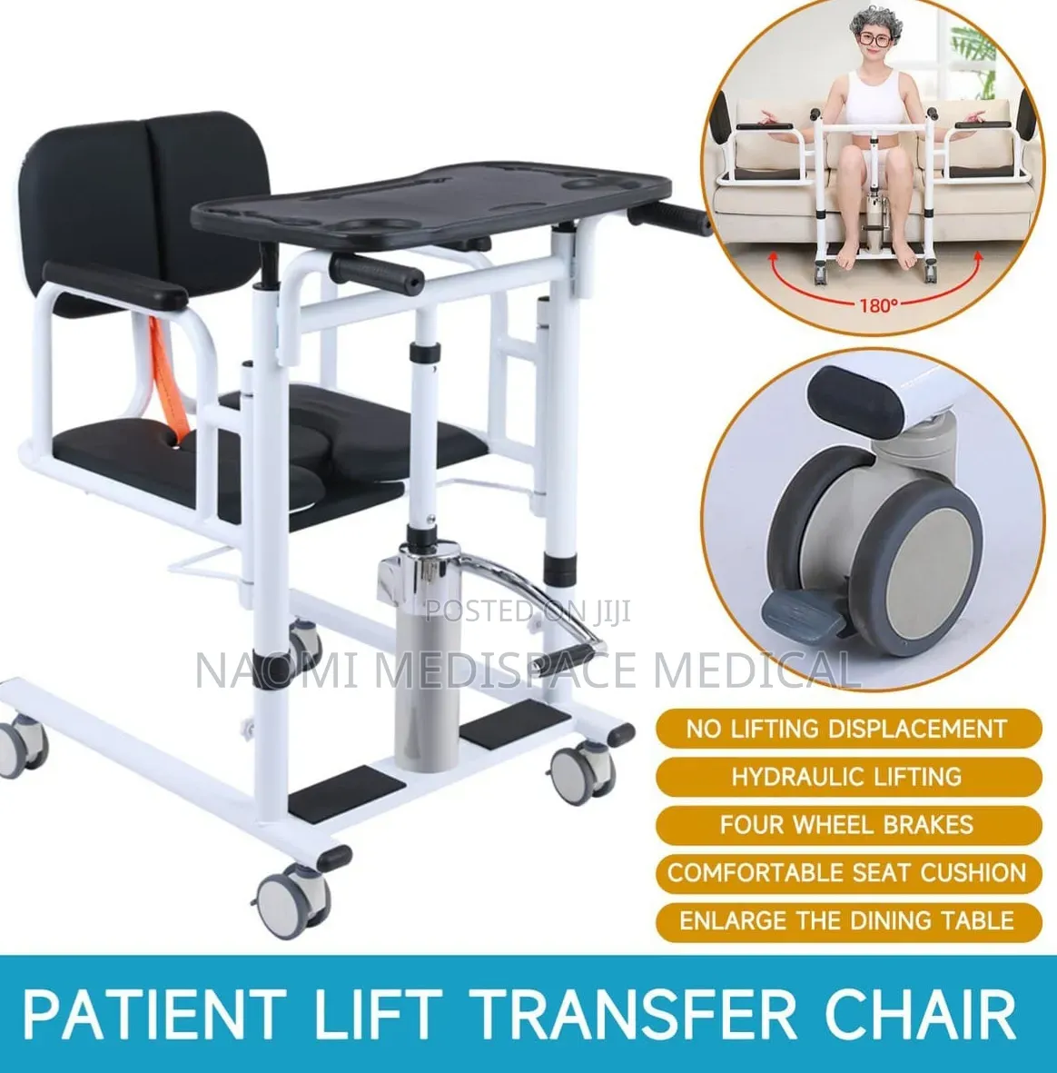 Advanced Hydraulic Patient Transfer Chair With a Feeding Table,Commode