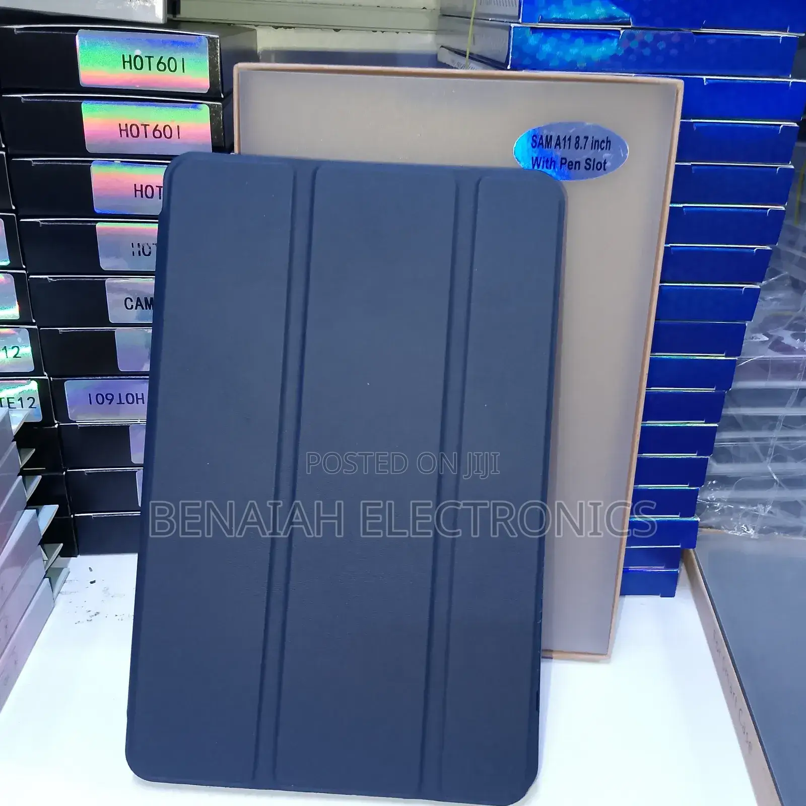 Tablet Cover Case Samsung A11, Leather Black in Color
