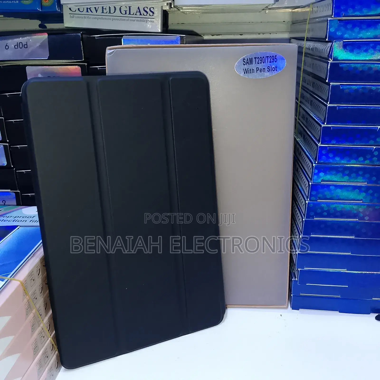 Tablet Cover Case Samsung A11, Leather Black in Color