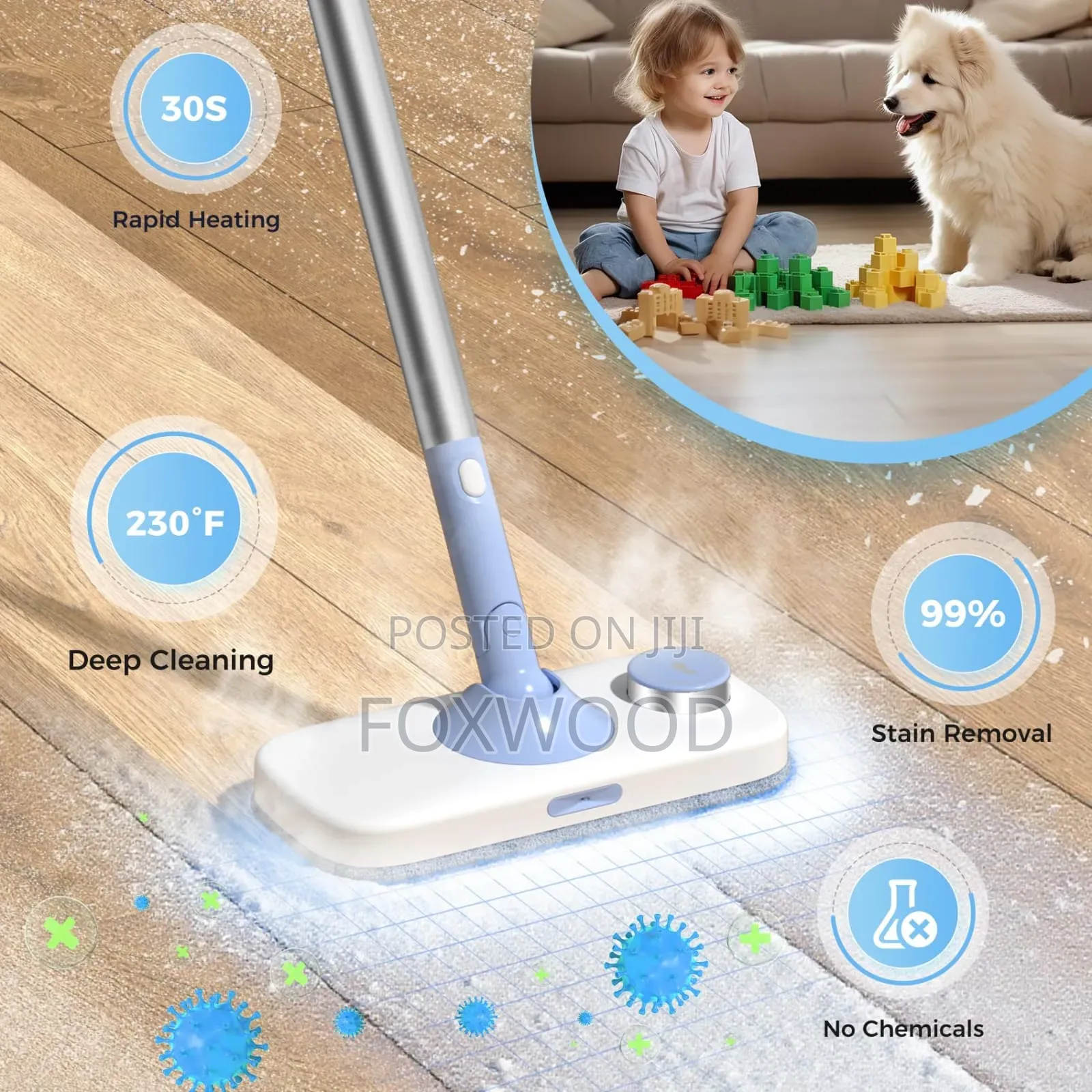 5 in 1 Floor Steamer With Detachable Handheld Steam