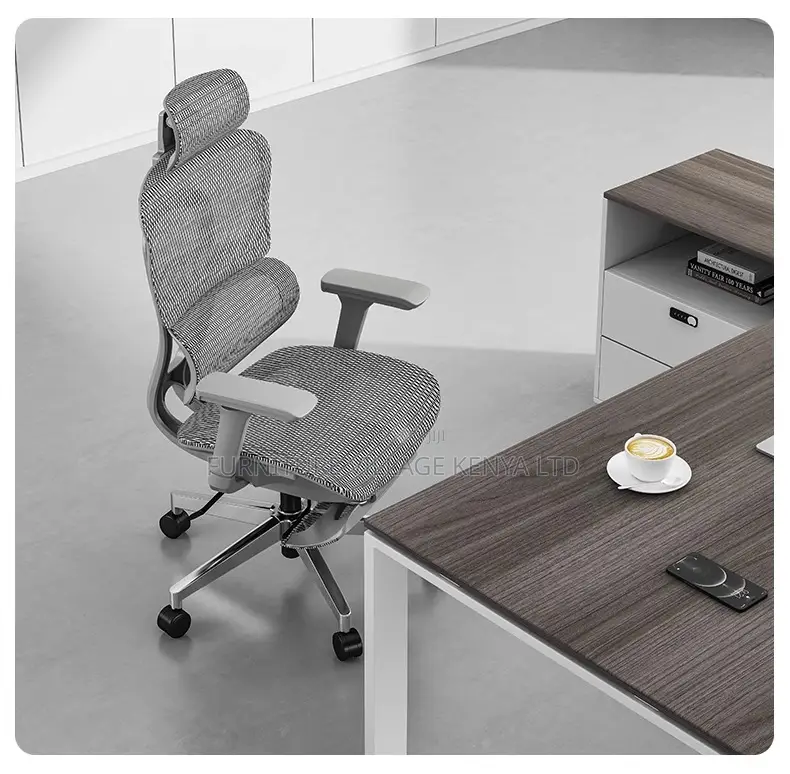 Swivel White High-Back Mesh Seat With Footrest