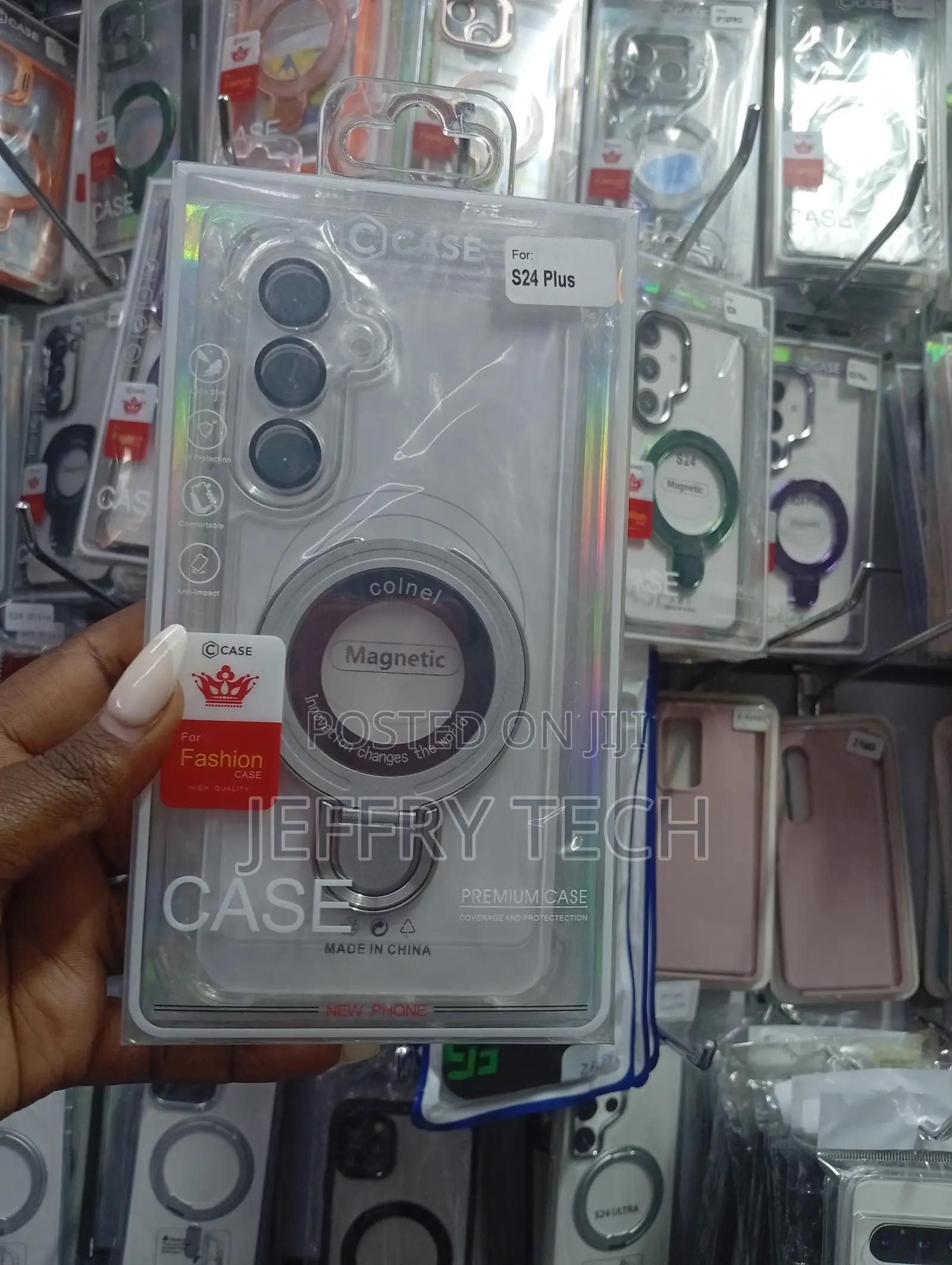 Clear Magnetic Kickstand Case for the Samsung Galaxy S24 Plus.