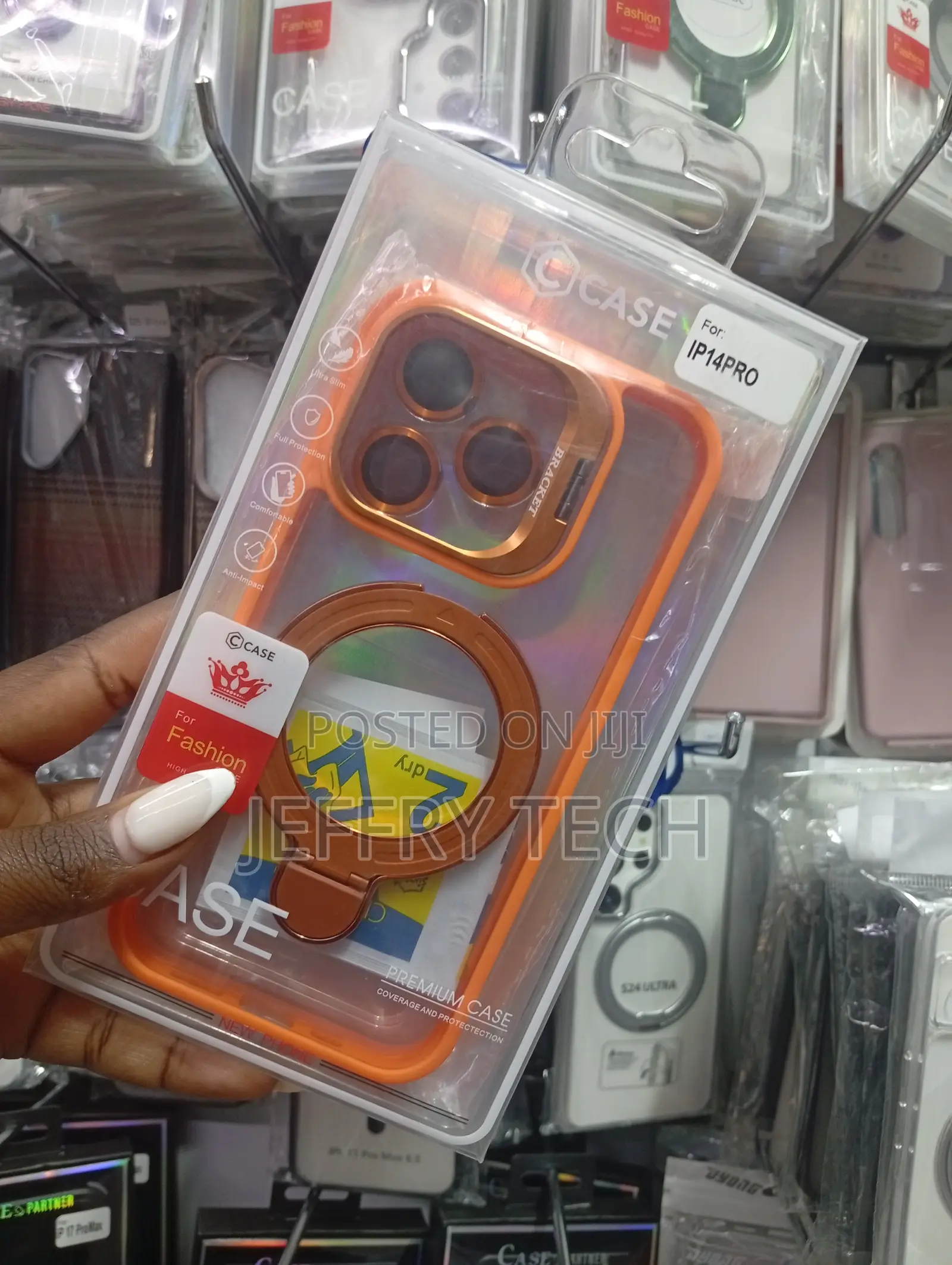 Orange Phone Case Is Protective Cover Designed for iPhone 14 Pro,.