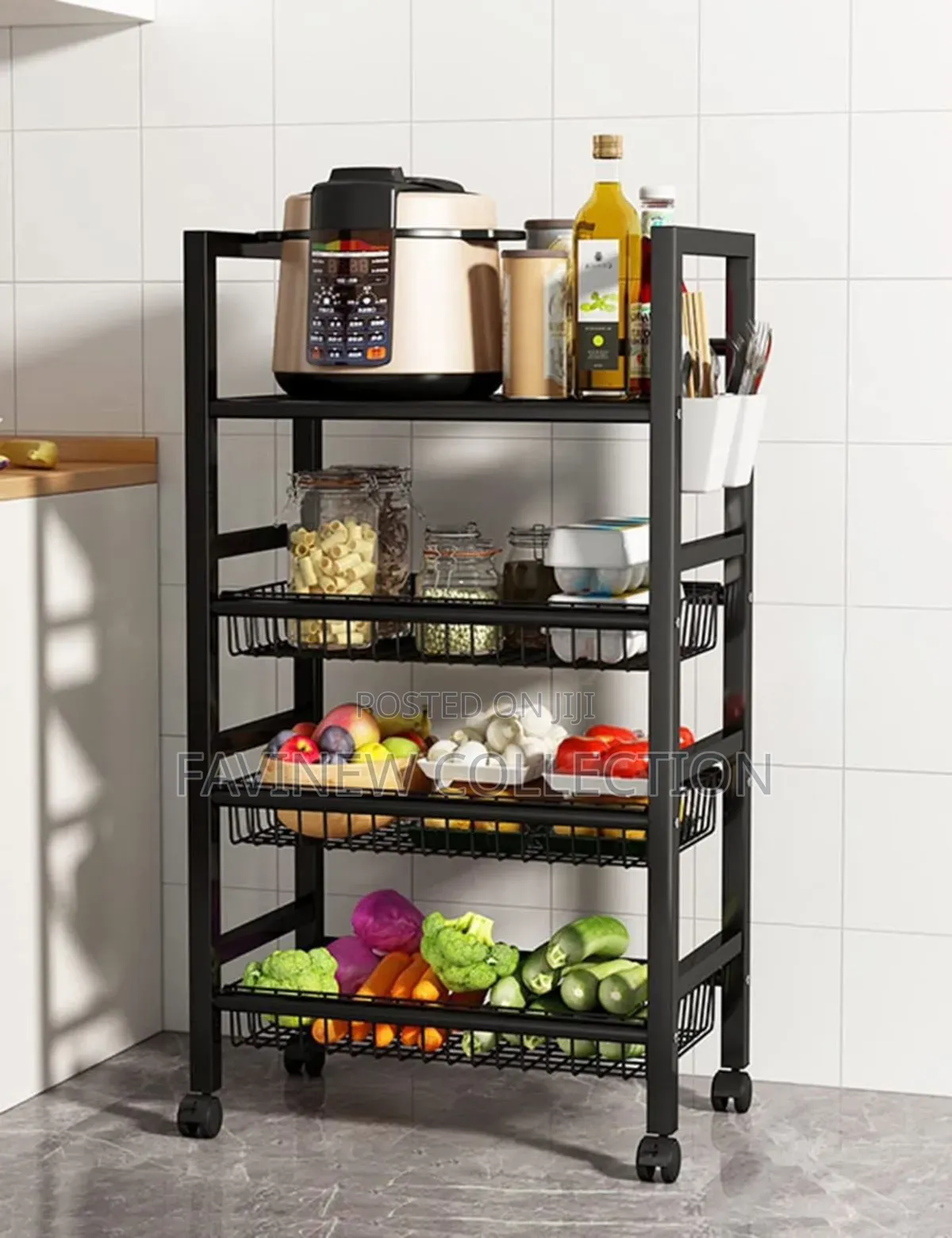 Maximize Your Kitchen Space With This 4-Tier Rolling Organizer