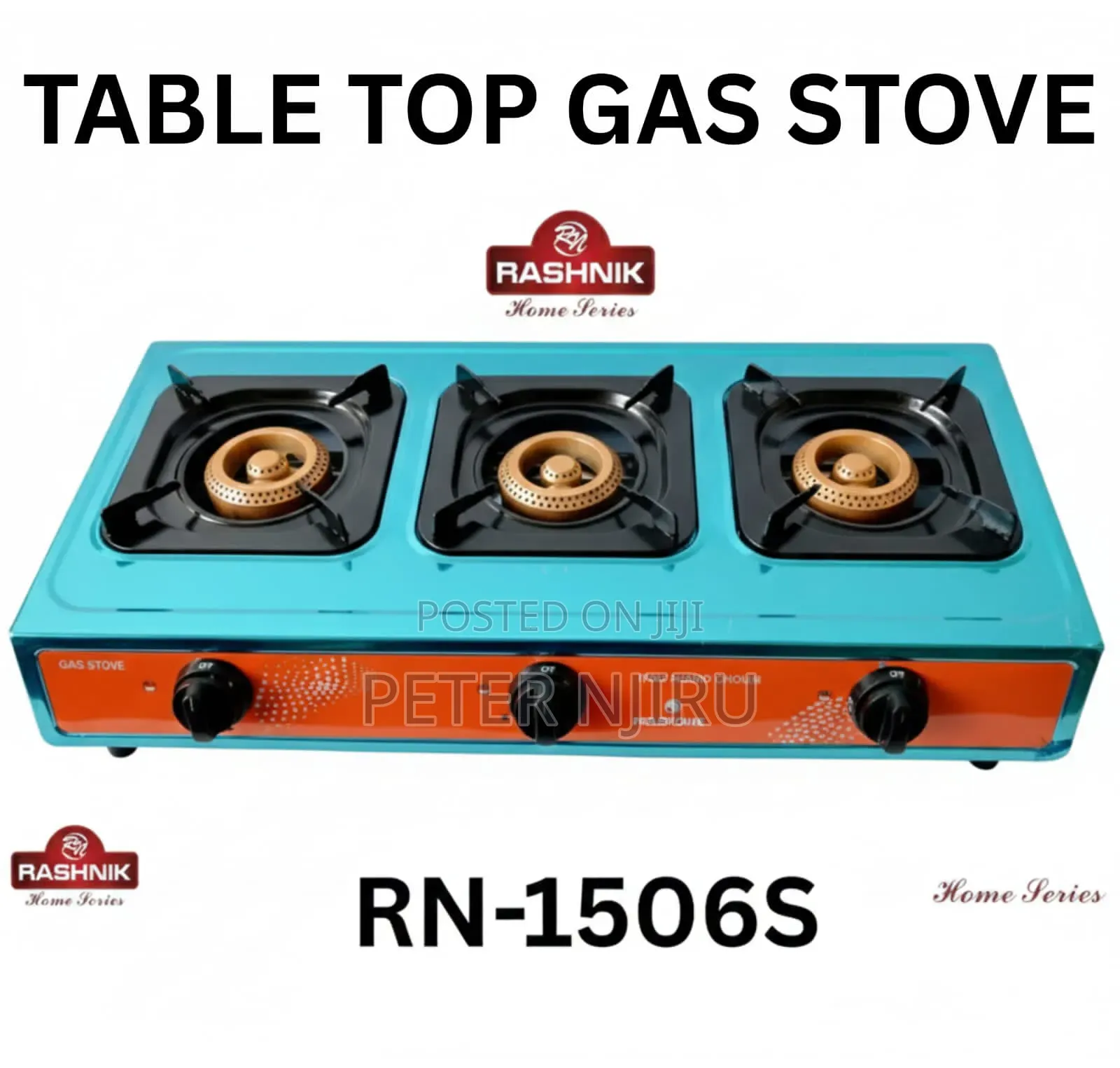 Rashnik 3-Burner Gas Cooker (Auto-Ignition, Table-Top)