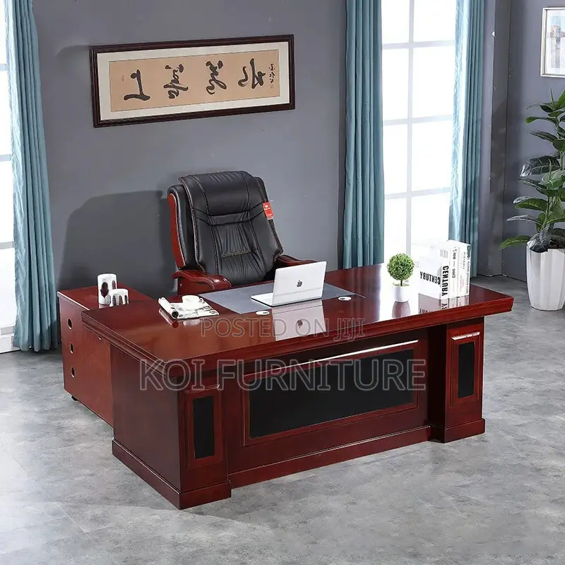 Office Desk : 1.4m Executive Office Desk With Side Extension