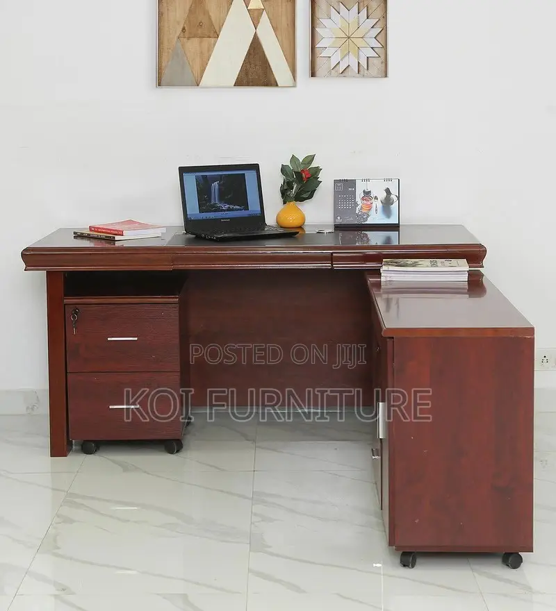 Office Desk : 1.4m Executive Office Desk With Side Extension