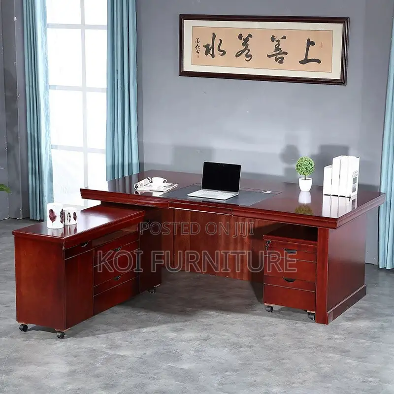 Office Desk : 1.4m Executive Office Desk With Side Extension