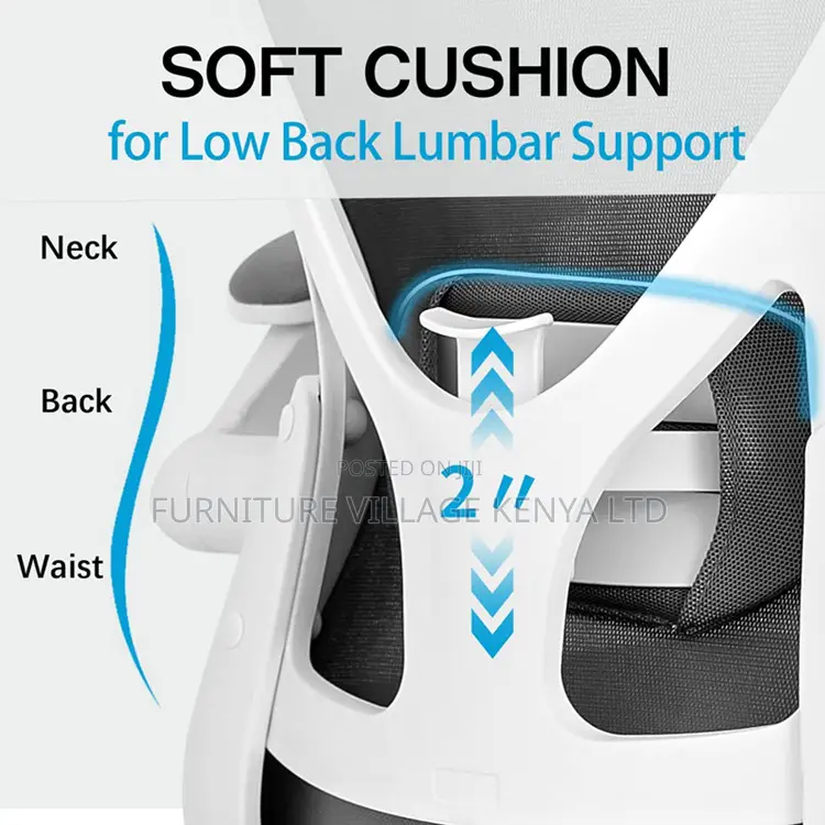Swivel White Mesh Desk Seat With Adjustable Arms