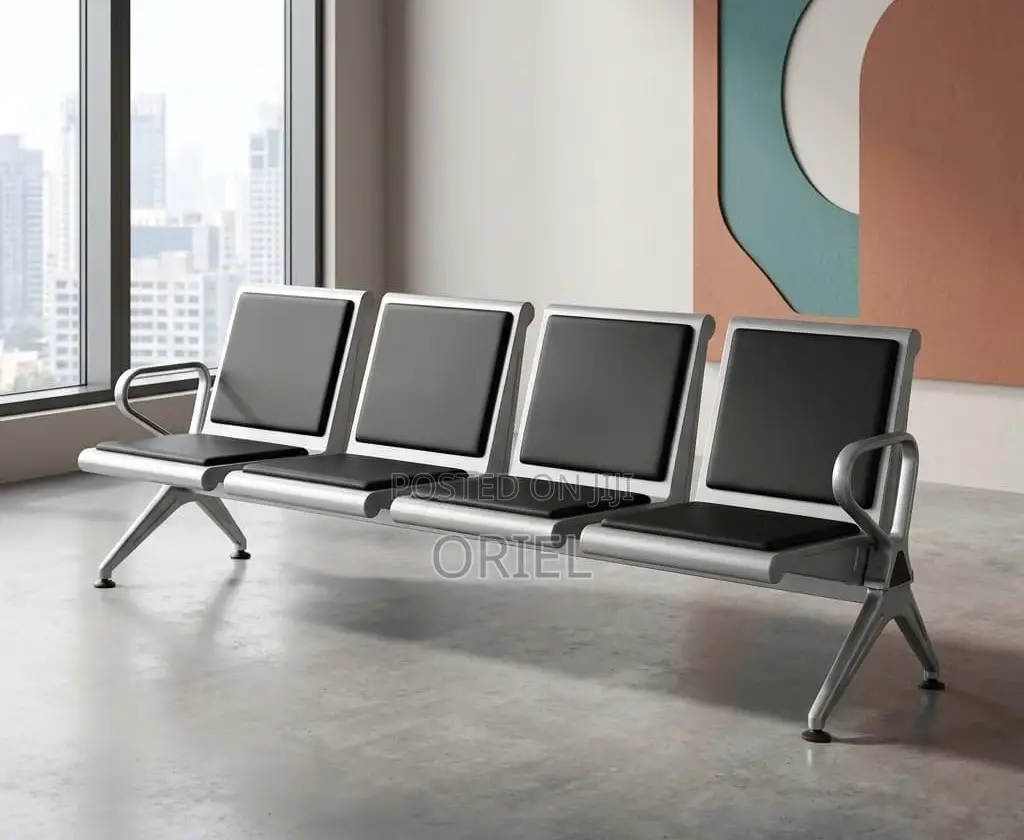 Office Bench : Heavy Duty Office Padded 4-Seater Waiting Bench