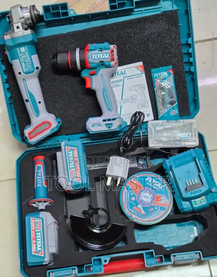 Total Cordless Combo Kit/20v Impactdrill 4" Grinder Cordless Combo Kit