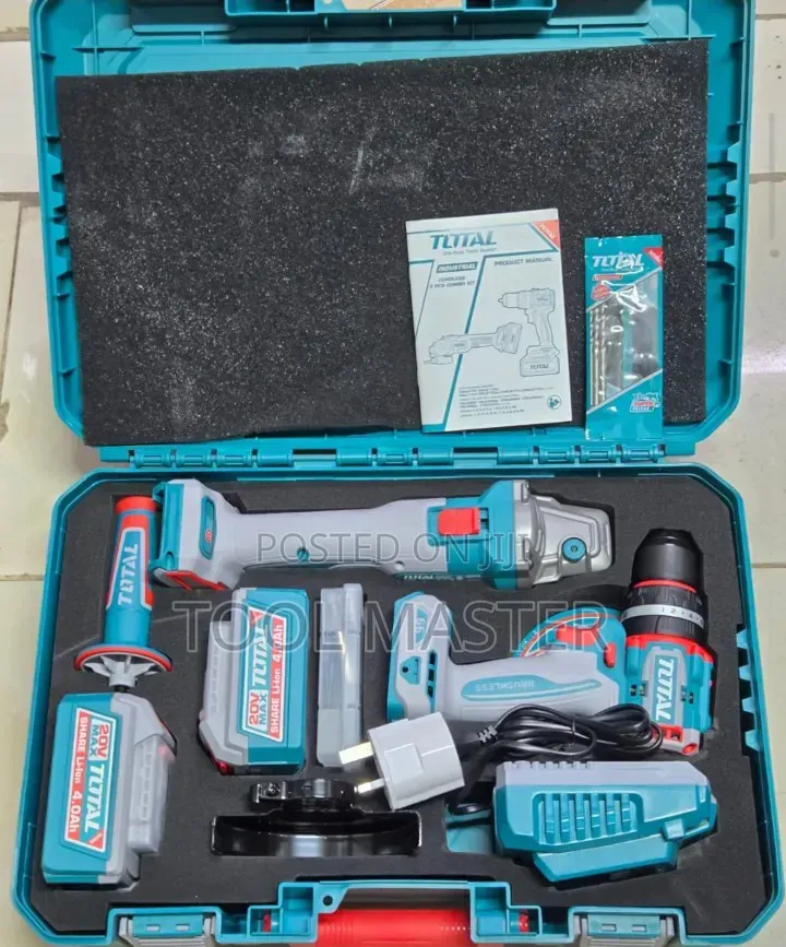 Total Cordless Combo Kit/20v Impactdrill 4" Grinder Cordless Combo Kit