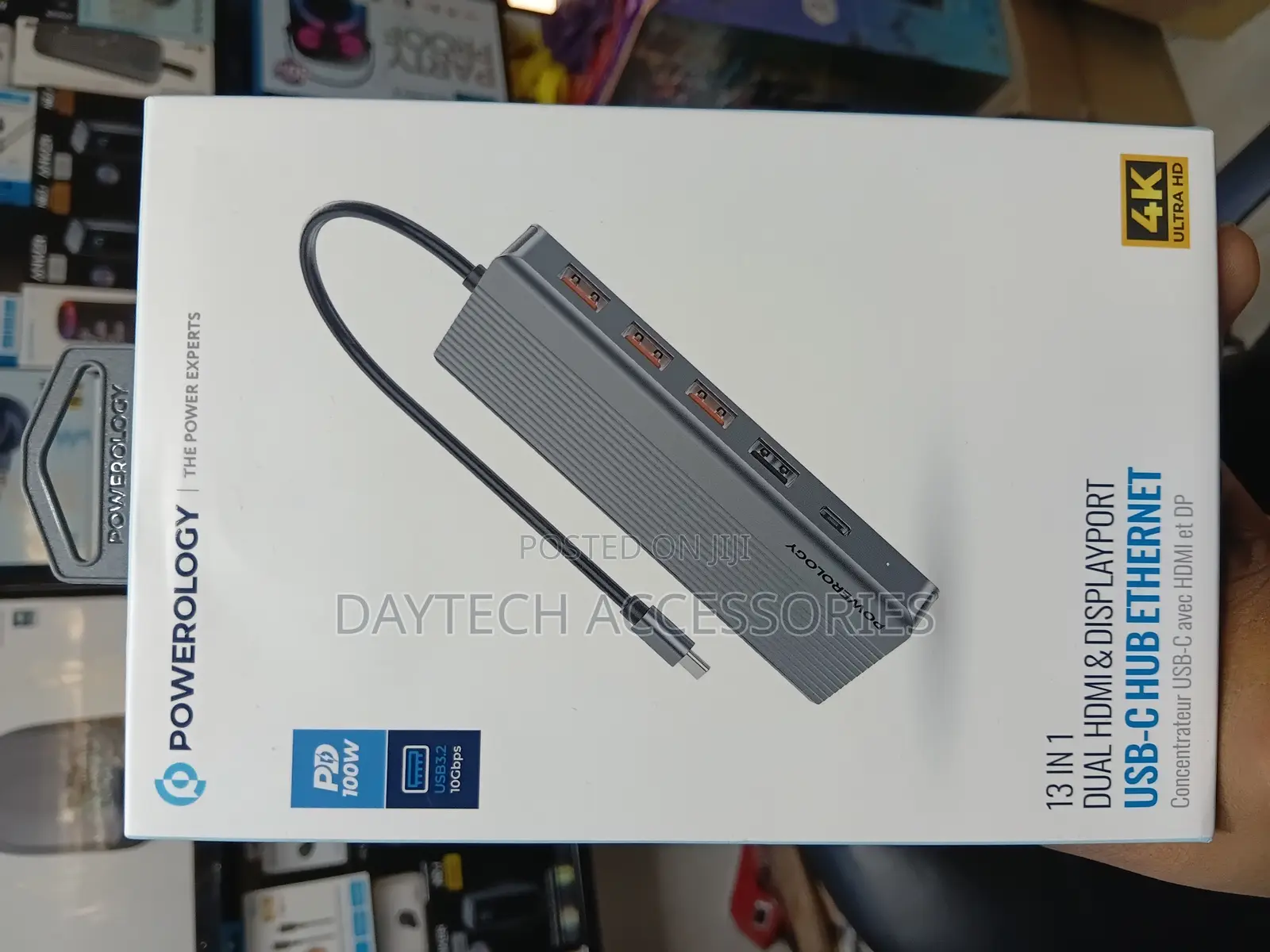 Powerology 13-in-1 Dual Hdmi Displayport Usb-C Hub Adapter.
