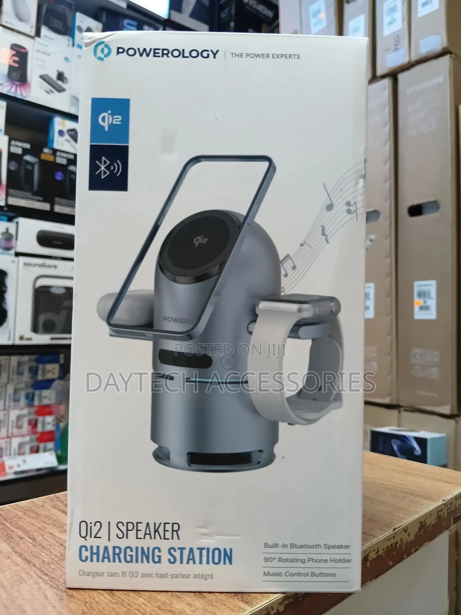 The Powerology Qi2 Speaker Charge Station - Grey