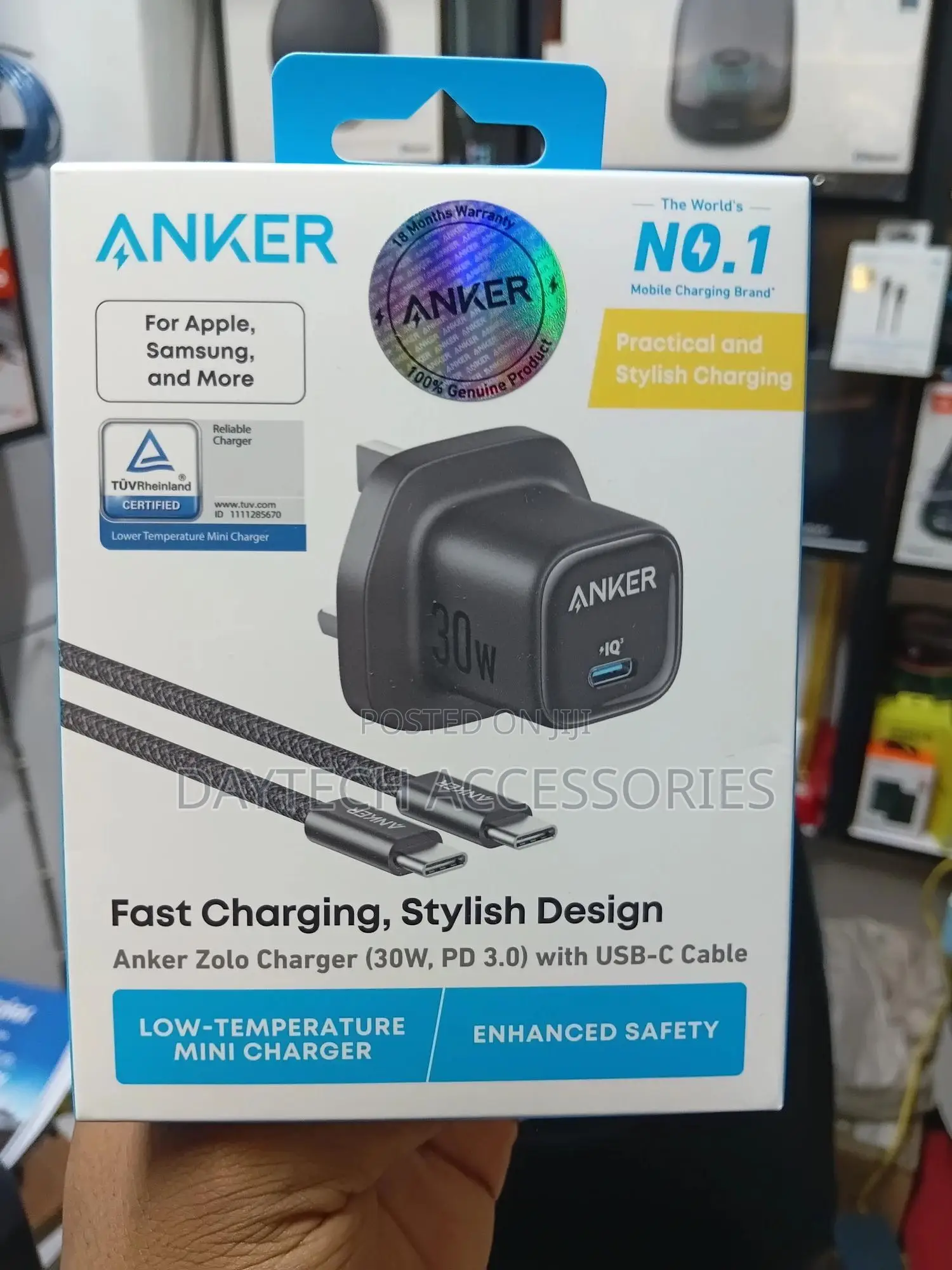 Anker Zolo Charger (30w, Pd 3.0) With a Usb-C Cable.