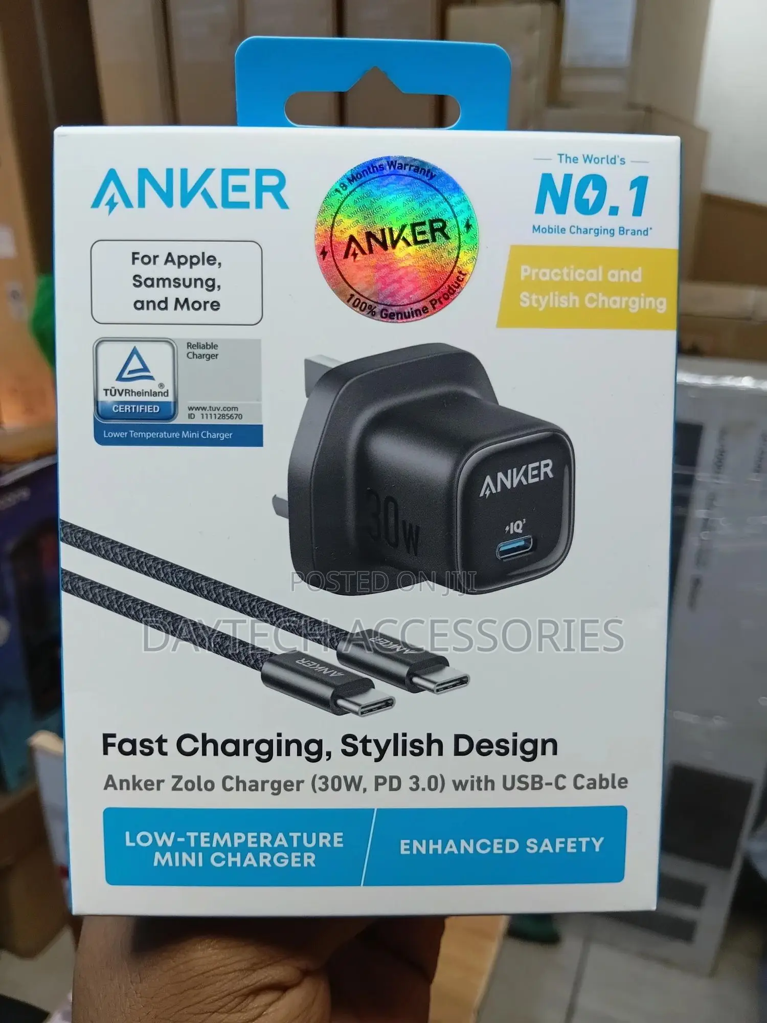 Anker Zolo Charger (30w, Pd 3.0) With a Usb-C Cable.