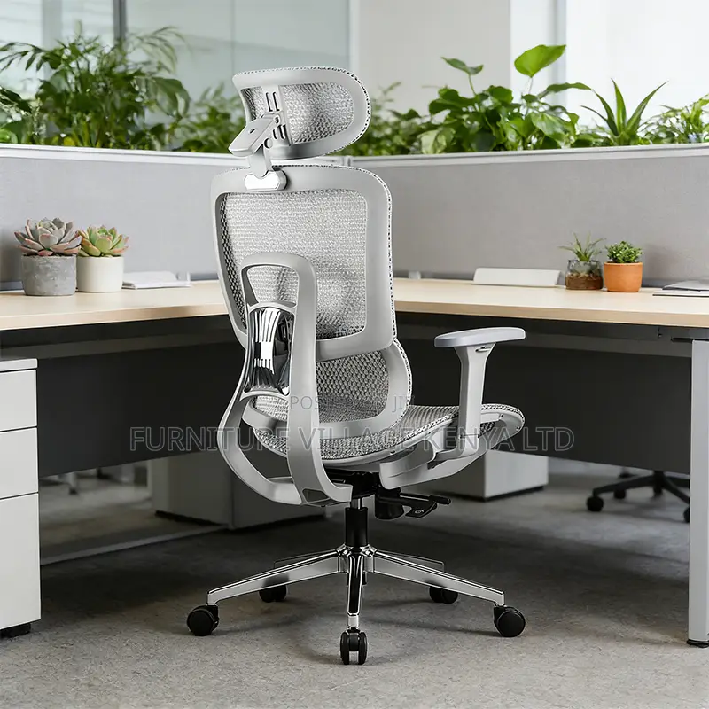 White Swivel Ergonomic Desk Chair With Footrest