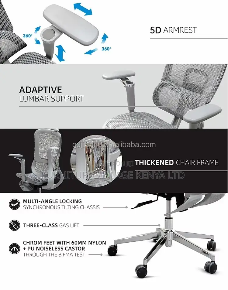 White Swivel Ergonomic Desk Chair With Footrest