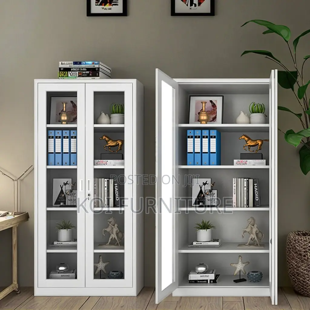 Office Cabinet; Executive Filing Cabinet With Lockable Two Glass Doors