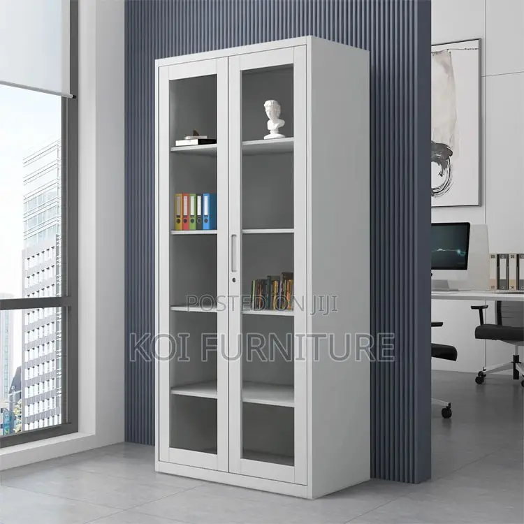 Office Cabinet; Executive Filing Cabinet With Lockable Two Glass Doors