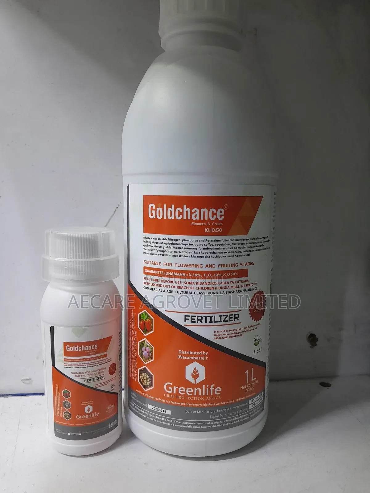 Goldchance Flower and Fruit NPK 10:10:50 Foliar Fertilizer 100ml, 1l