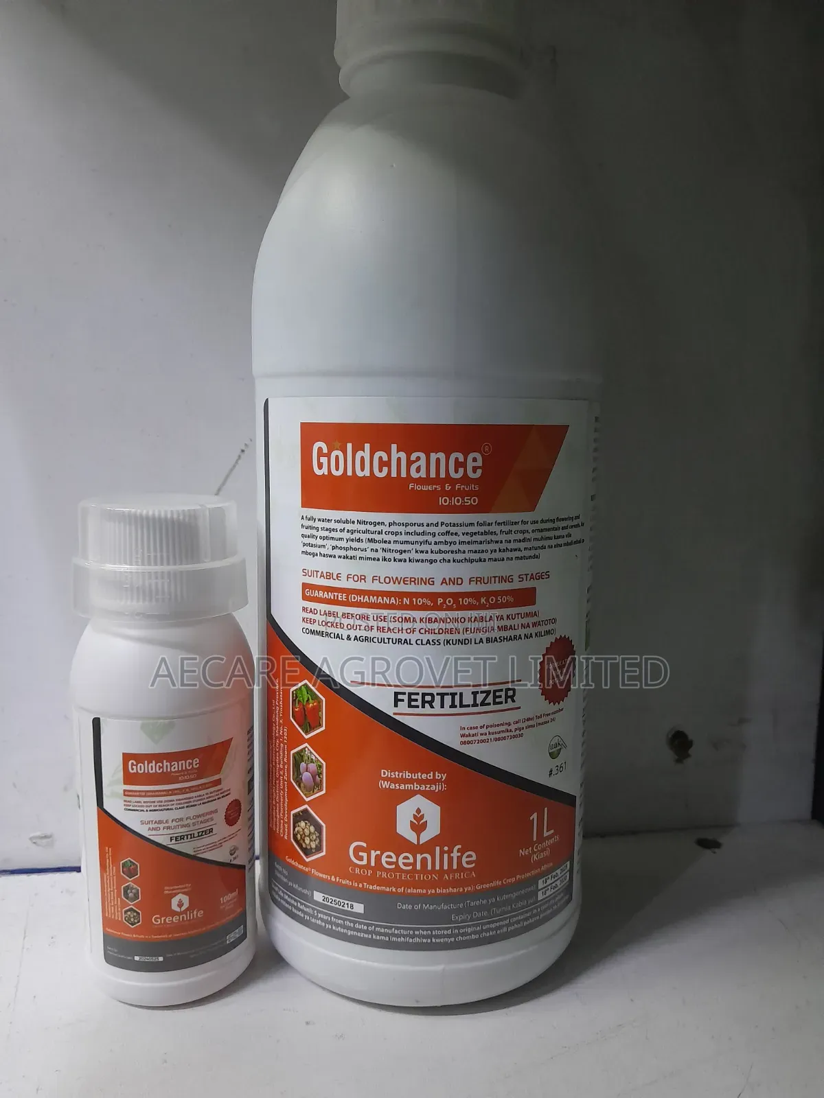 Goldchance Flower and Fruit NPK 10:10:50 Foliar Fertilizer 100ml, 1l