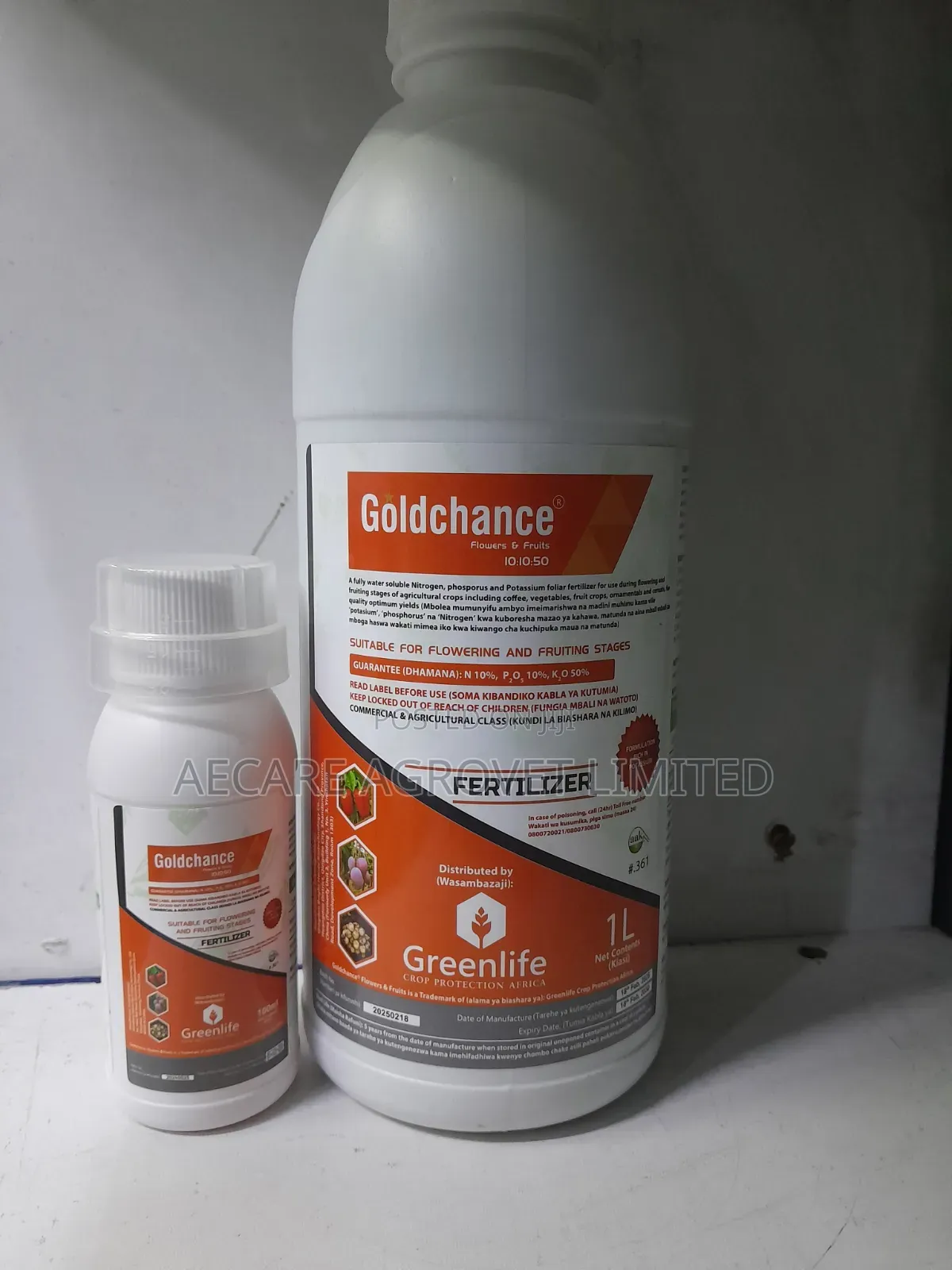 Goldchance Flower and Fruit NPK 10:10:50 Foliar Fertilizer 100ml, 1l