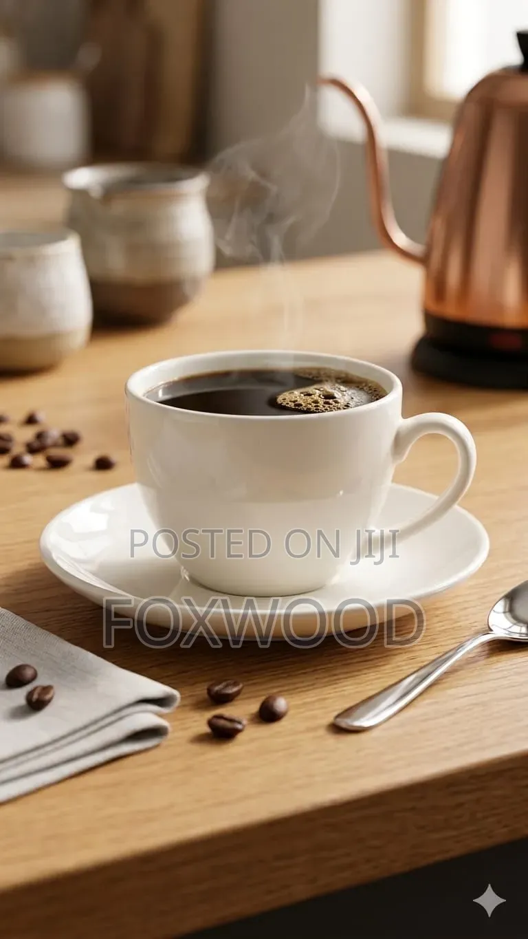 Ceramic White Cup and Saucer