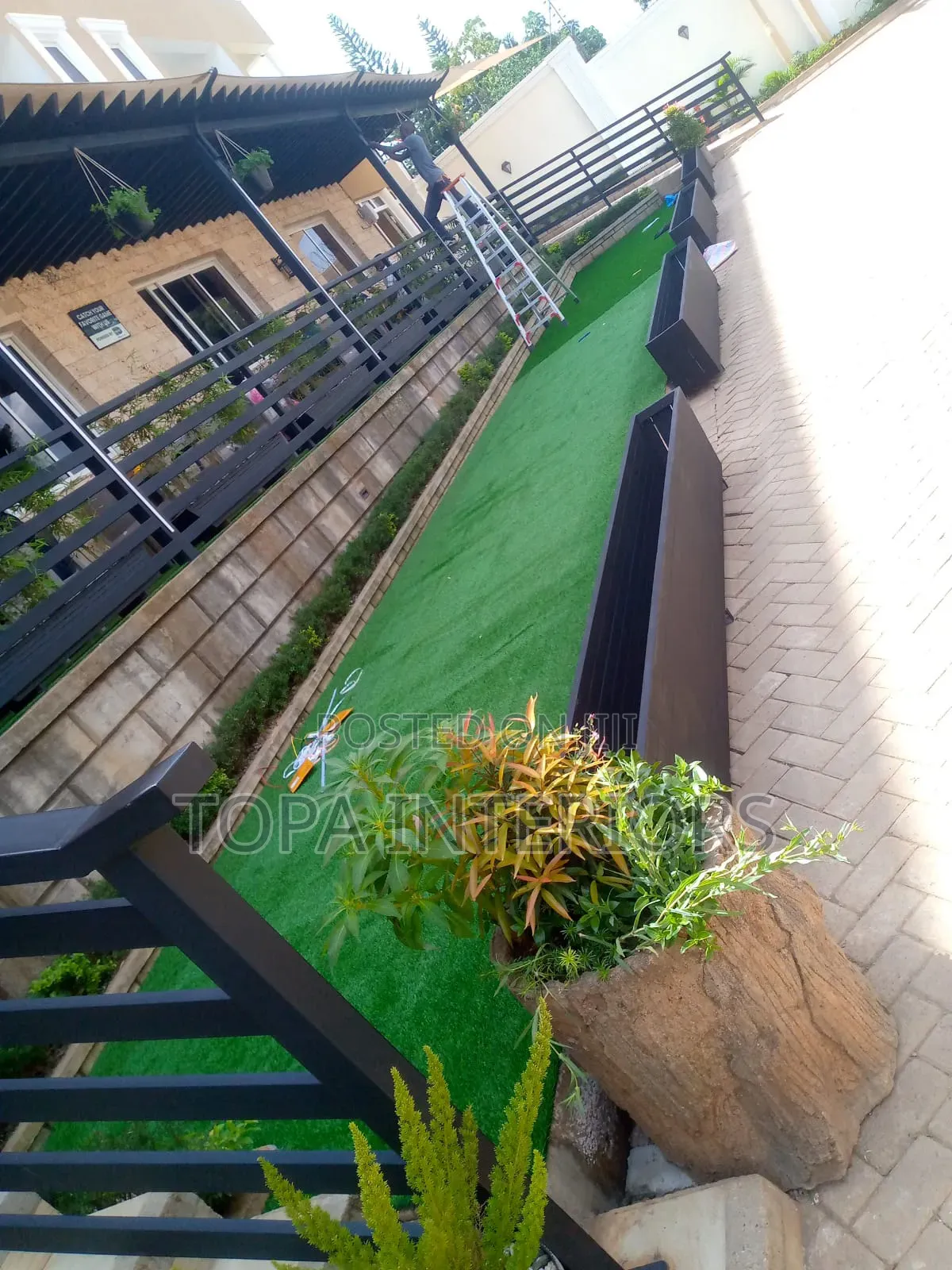 Outdoor Restaurant Green Turf Grass Artificial Carpets