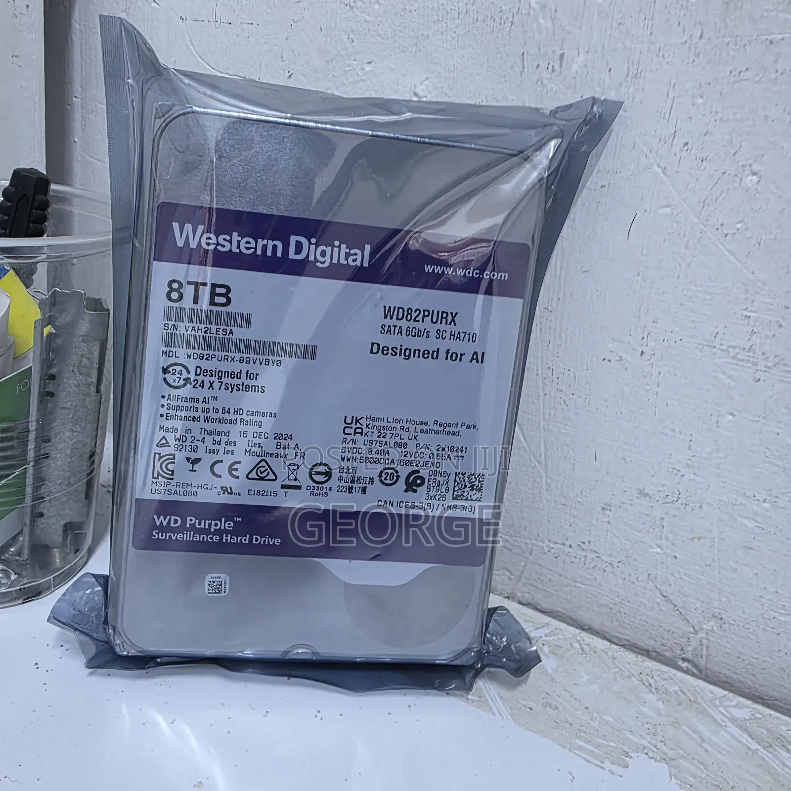 Western Digital Purple 8tb Surveillance HDD for Security Systems