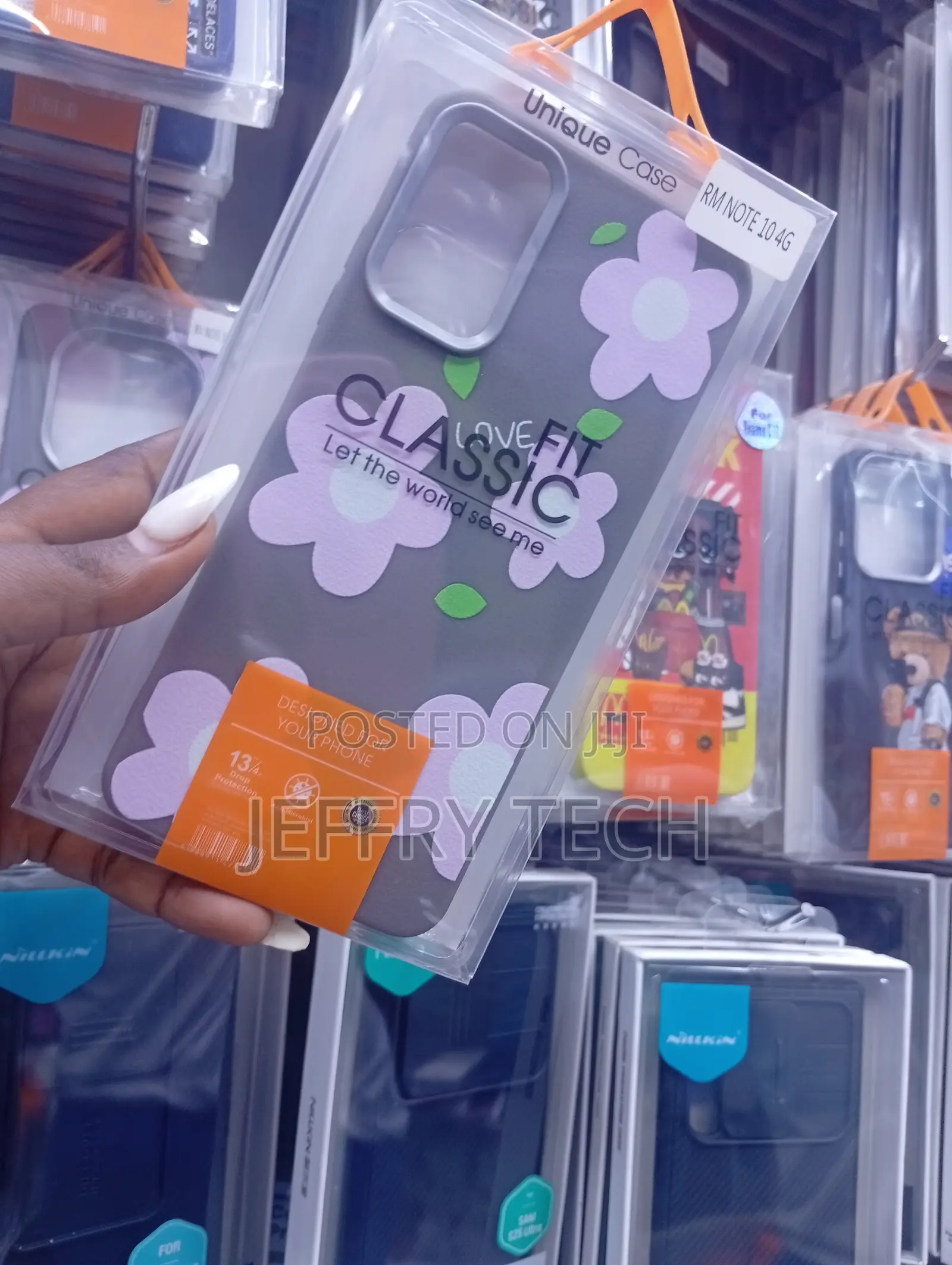 Redmi Note 10 Stylish Purple Floral Design on a Gray Background Case