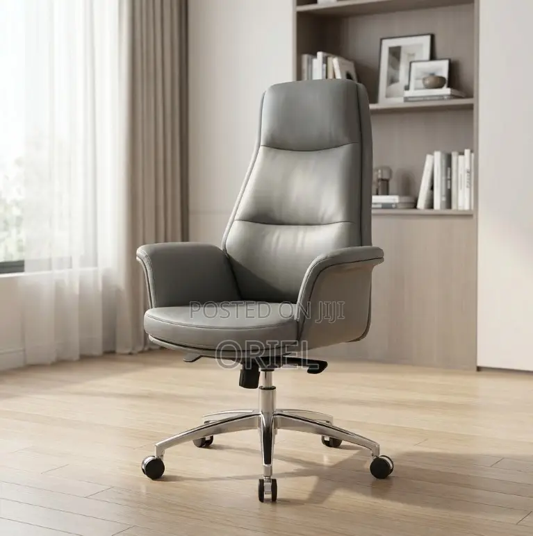 Executive Office Chair : High-Back Elegant Gray Office Chair