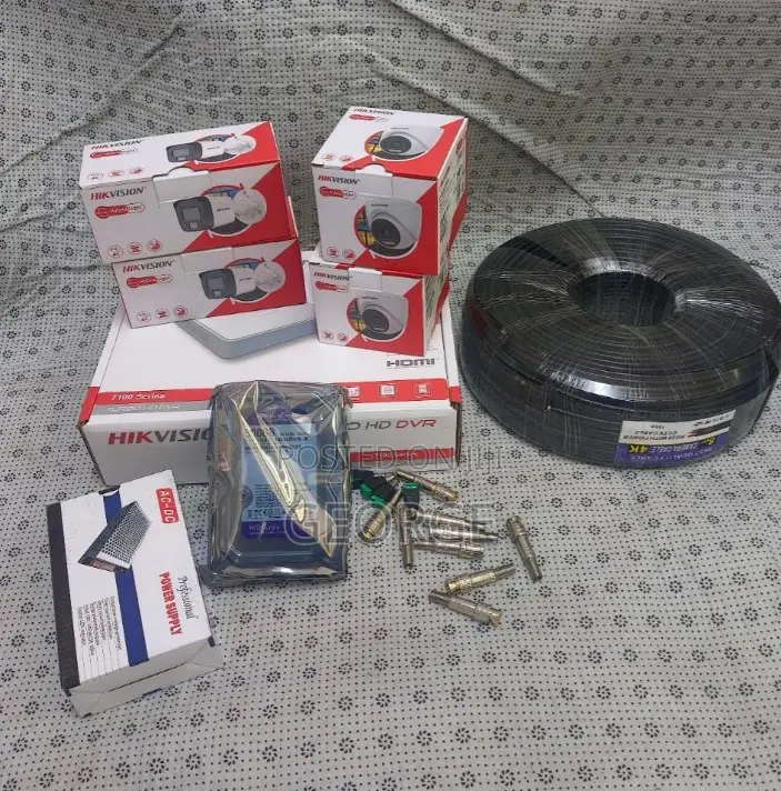 4 CCTV Hikvision Cameras, 50m Cable, 500gb HDD