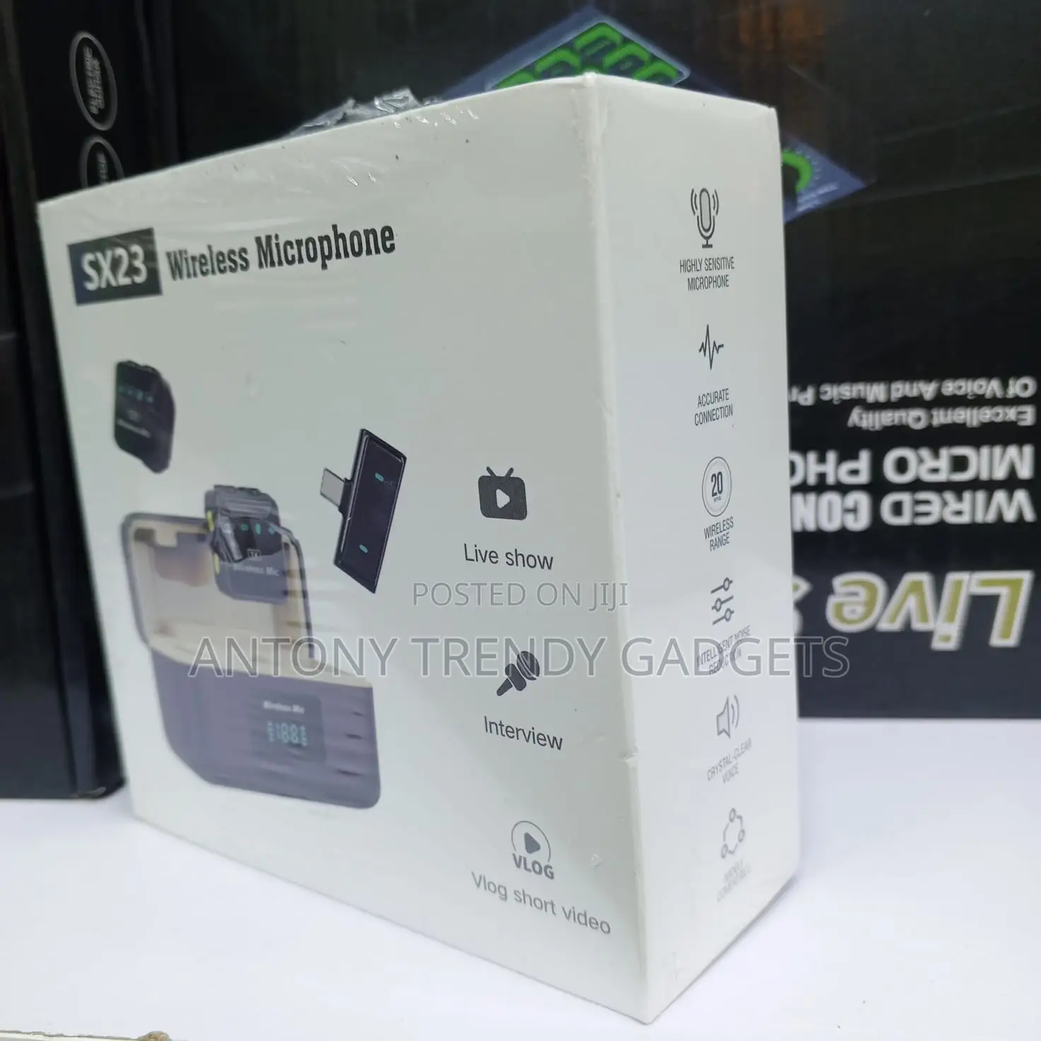 Sx23 Wireless Lavalier Mic Set 40m Range Charging Case
