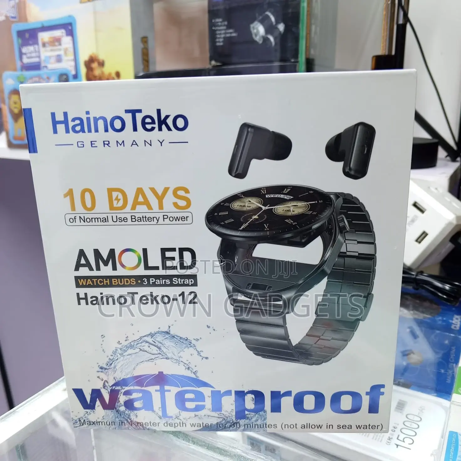 Haino Teko-12 Smartwatch Combo, Smartwatch With Earbuds Amoled 3 Strap