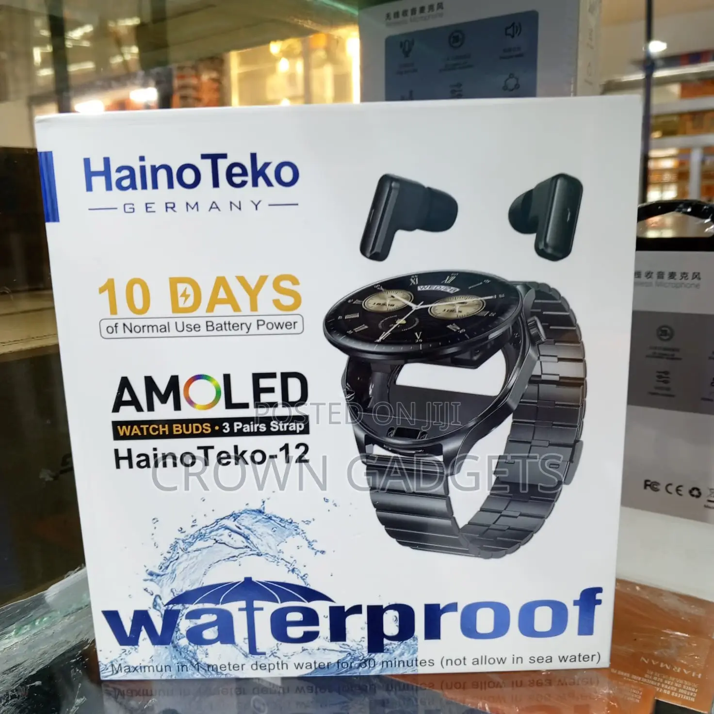 Haino Teko-12 Smartwatch Combo, Smartwatch With Earbuds Amoled 3 Strap