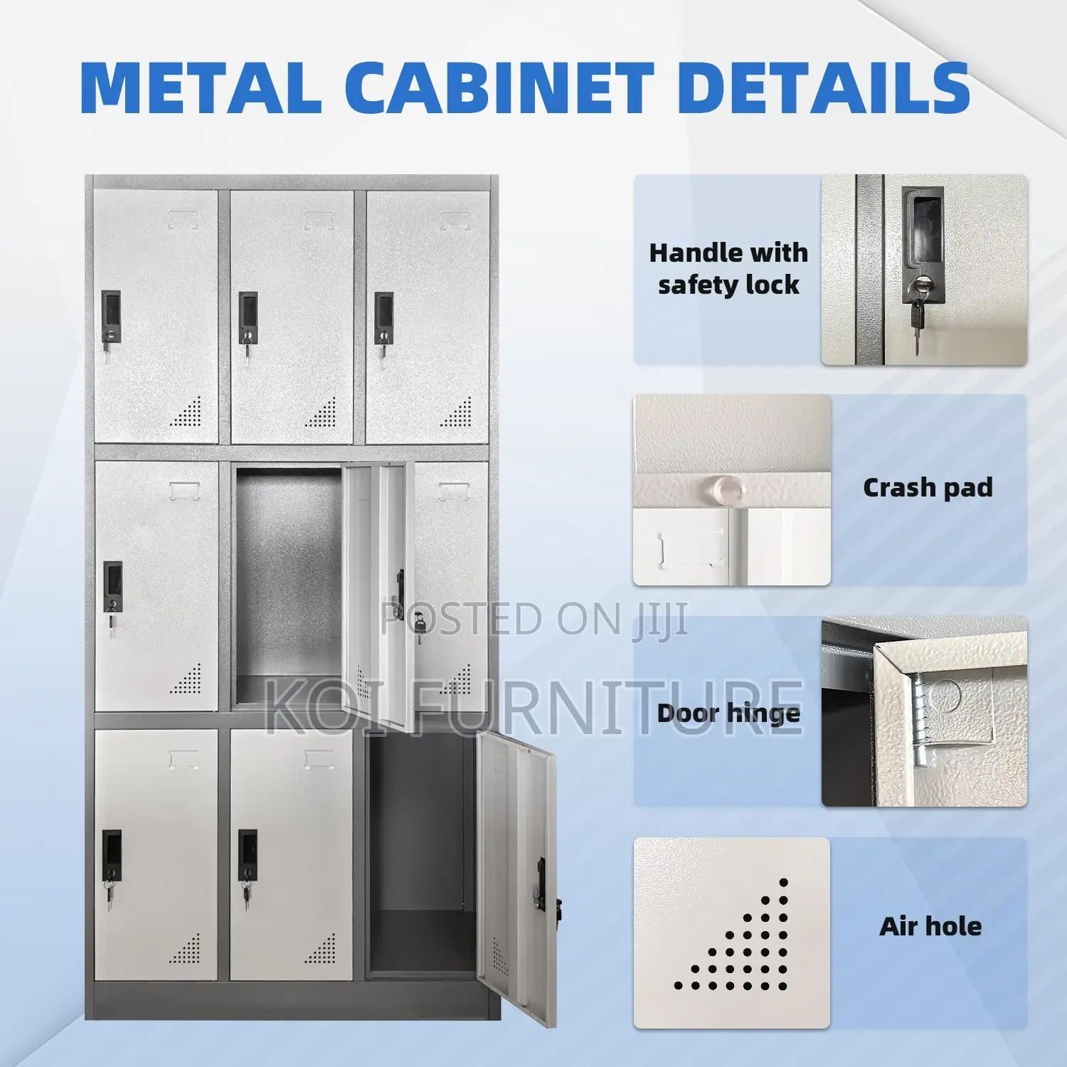 Office Cabinet; Nine Lockers Gray Executive Multi Secured Cabinet