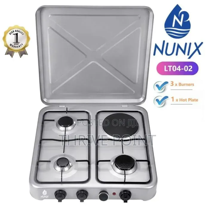 Nunix Table Top Cooker 3 Gas + 1 Electric Burner