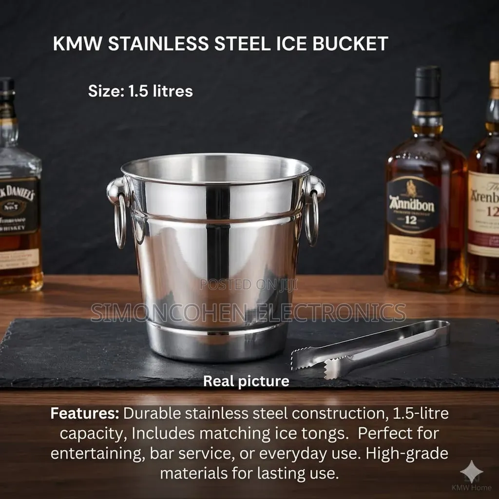Stainless Steel 1.5l Ice Bucket With Tongs