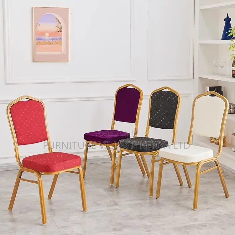 Red Armless Fabric Banquet Conference Hall Chair