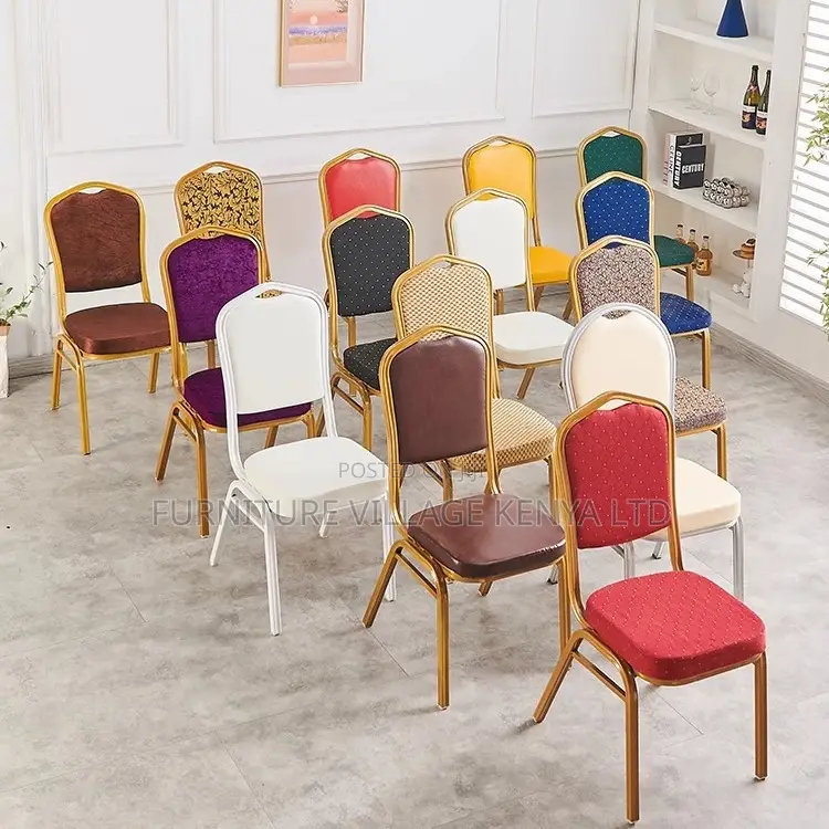 Red Armless Fabric Banquet Conference Hall Chair