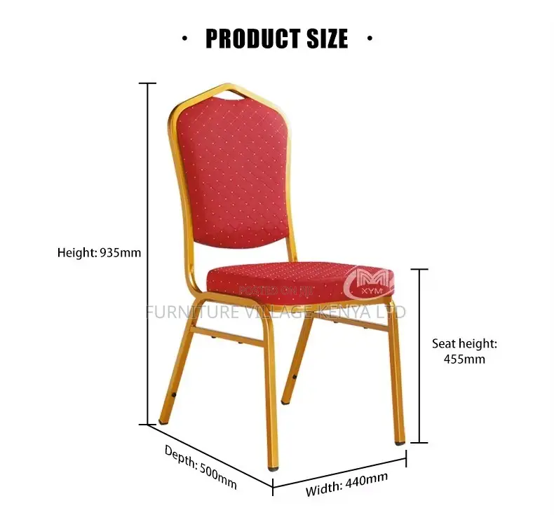 Red Armless Fabric Banquet Conference Hall Chair