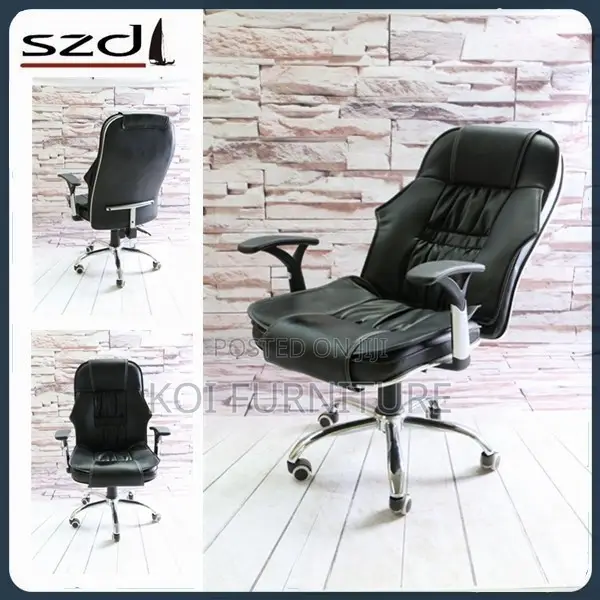 Office Chairs; Leather Reclining Executive Office Seat With Armrests